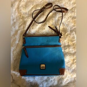 Dooney & Bourke Blue and Brown Crossbody Bag with Leather Trim